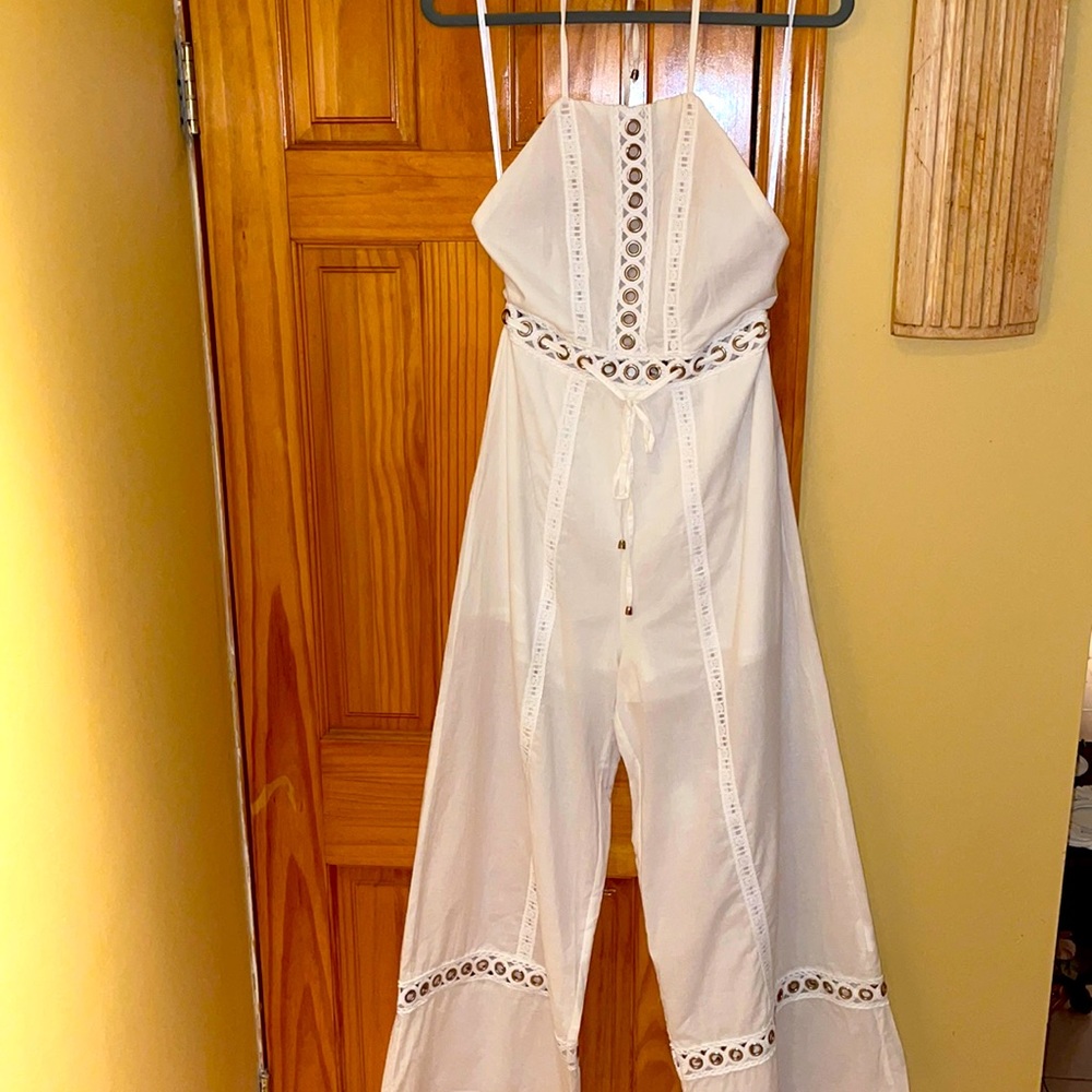 Indikah white halter romper